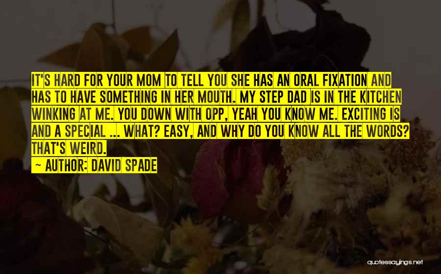 David Spade Quotes: It's Hard For Your Mom To Tell You She Has An Oral Fixation And Has To Have Something In Her