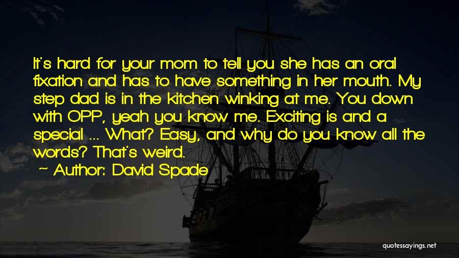 David Spade Quotes: It's Hard For Your Mom To Tell You She Has An Oral Fixation And Has To Have Something In Her
