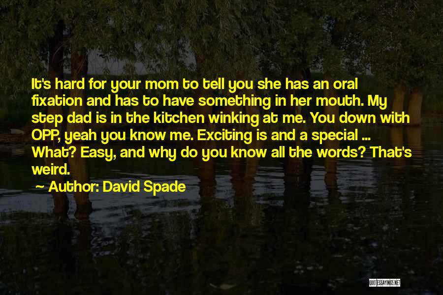 David Spade Quotes: It's Hard For Your Mom To Tell You She Has An Oral Fixation And Has To Have Something In Her