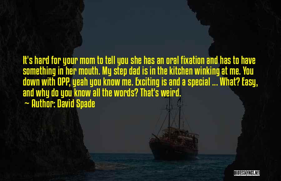 David Spade Quotes: It's Hard For Your Mom To Tell You She Has An Oral Fixation And Has To Have Something In Her