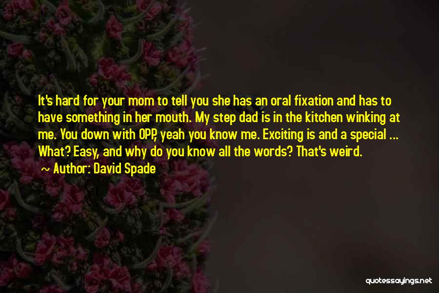 David Spade Quotes: It's Hard For Your Mom To Tell You She Has An Oral Fixation And Has To Have Something In Her