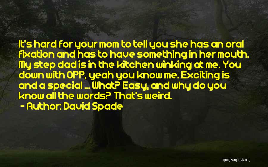 David Spade Quotes: It's Hard For Your Mom To Tell You She Has An Oral Fixation And Has To Have Something In Her