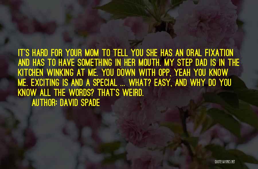 David Spade Quotes: It's Hard For Your Mom To Tell You She Has An Oral Fixation And Has To Have Something In Her