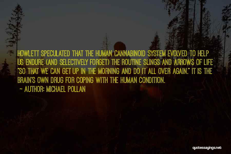 Michael Pollan Quotes: Howlett Speculated That The Human Cannabinoid System Evolved To Help Us Endure (and Selectively Forget) The Routine Slings And Arrows