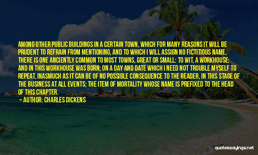 Charles Dickens Quotes: Among Other Public Buildings In A Certain Town, Which For Many Reasons It Will Be Prudent To Refrain From Mentioning,