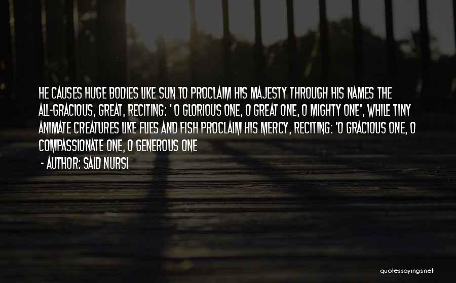 Said Nursi Quotes: He Causes Huge Bodies Like Sun To Proclaim His Majesty Through His Names The All-gracious, Great, Reciting: ' O Glorious