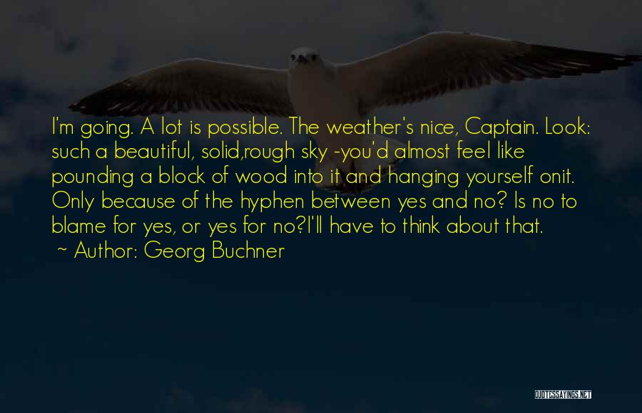 Georg Buchner Quotes: I'm Going. A Lot Is Possible. The Weather's Nice, Captain. Look: Such A Beautiful, Solid,rough Sky -you'd Almost Feel Like