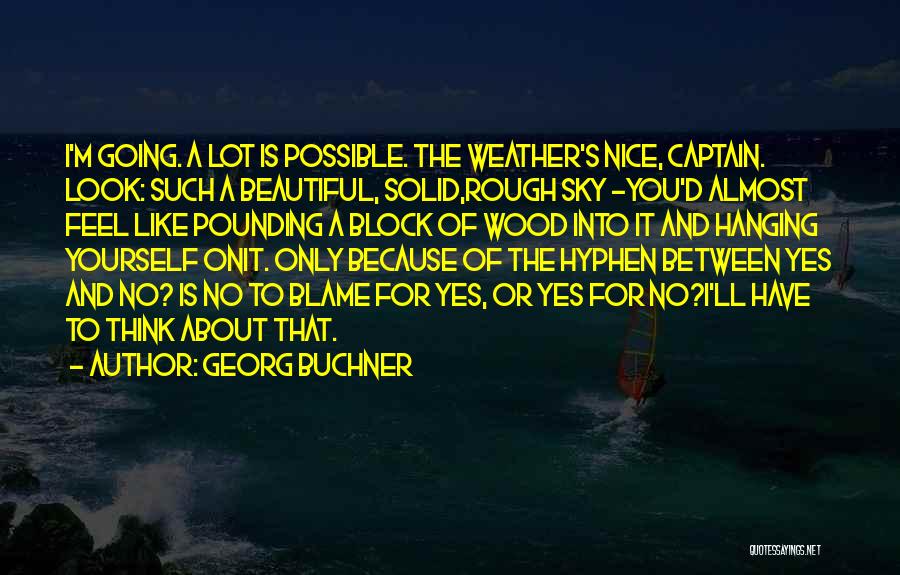 Georg Buchner Quotes: I'm Going. A Lot Is Possible. The Weather's Nice, Captain. Look: Such A Beautiful, Solid,rough Sky -you'd Almost Feel Like