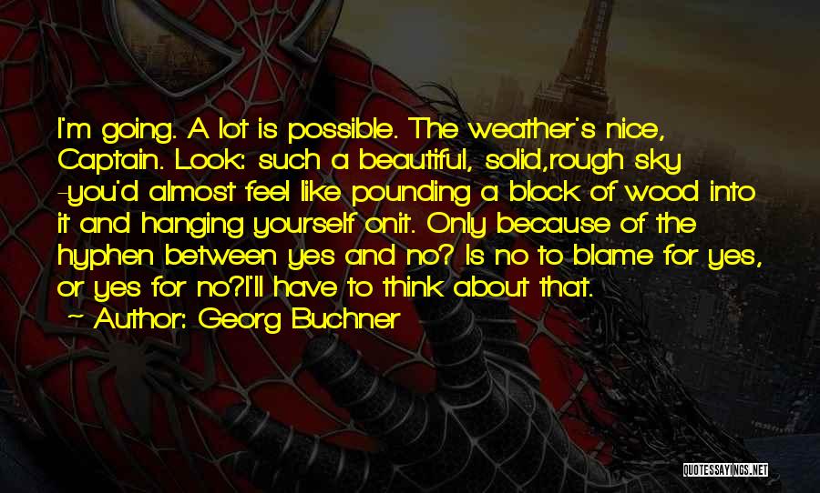 Georg Buchner Quotes: I'm Going. A Lot Is Possible. The Weather's Nice, Captain. Look: Such A Beautiful, Solid,rough Sky -you'd Almost Feel Like