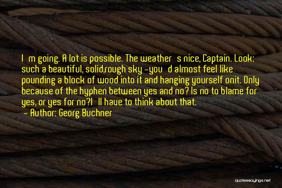 Georg Buchner Quotes: I'm Going. A Lot Is Possible. The Weather's Nice, Captain. Look: Such A Beautiful, Solid,rough Sky -you'd Almost Feel Like