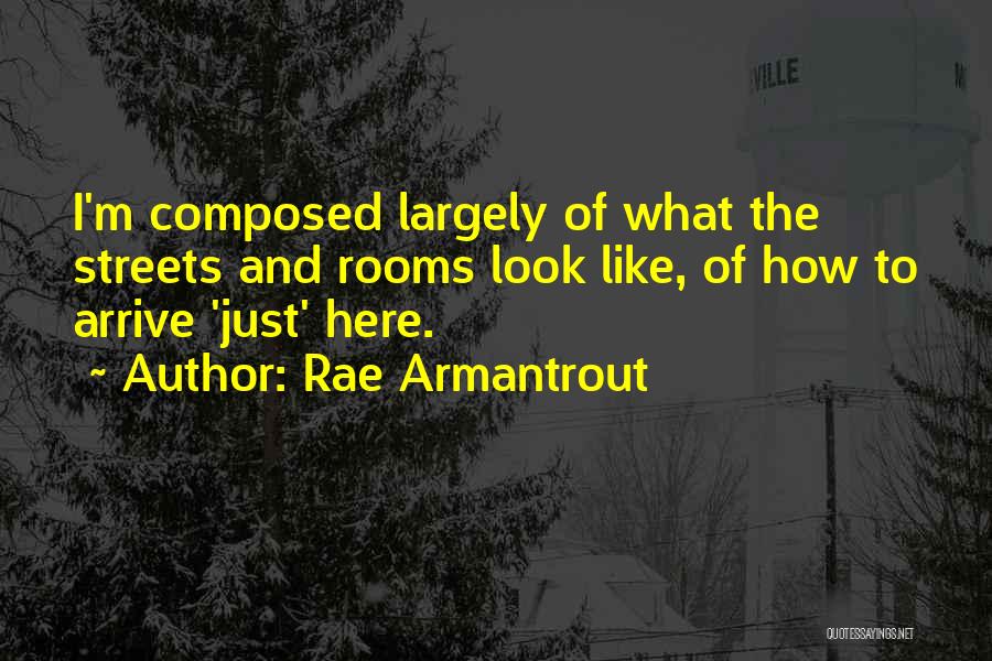 Rae Armantrout Quotes: I'm Composed Largely Of What The Streets And Rooms Look Like, Of How To Arrive 'just' Here.