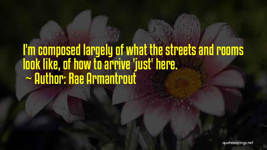 Rae Armantrout Quotes: I'm Composed Largely Of What The Streets And Rooms Look Like, Of How To Arrive 'just' Here.