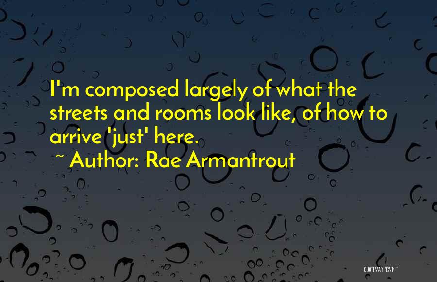 Rae Armantrout Quotes: I'm Composed Largely Of What The Streets And Rooms Look Like, Of How To Arrive 'just' Here.