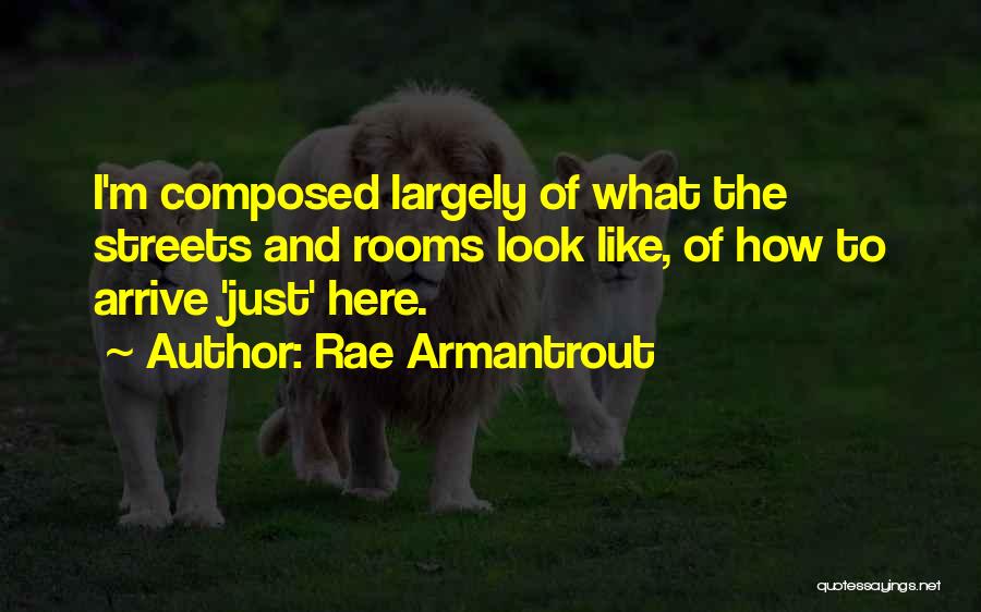 Rae Armantrout Quotes: I'm Composed Largely Of What The Streets And Rooms Look Like, Of How To Arrive 'just' Here.