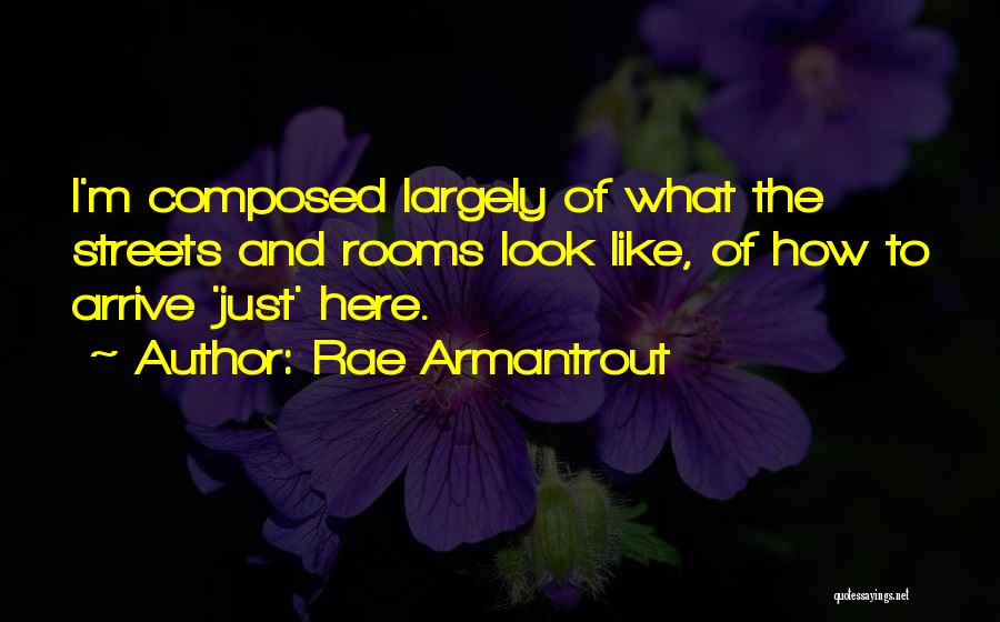 Rae Armantrout Quotes: I'm Composed Largely Of What The Streets And Rooms Look Like, Of How To Arrive 'just' Here.