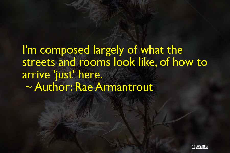 Rae Armantrout Quotes: I'm Composed Largely Of What The Streets And Rooms Look Like, Of How To Arrive 'just' Here.