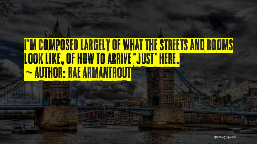 Rae Armantrout Quotes: I'm Composed Largely Of What The Streets And Rooms Look Like, Of How To Arrive 'just' Here.