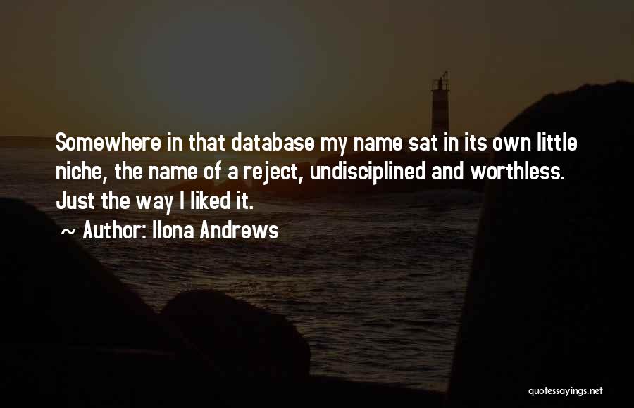 Ilona Andrews Quotes: Somewhere In That Database My Name Sat In Its Own Little Niche, The Name Of A Reject, Undisciplined And Worthless.
