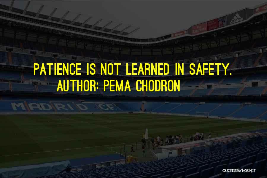 Pema Chodron Quotes: Patience Is Not Learned In Safety.