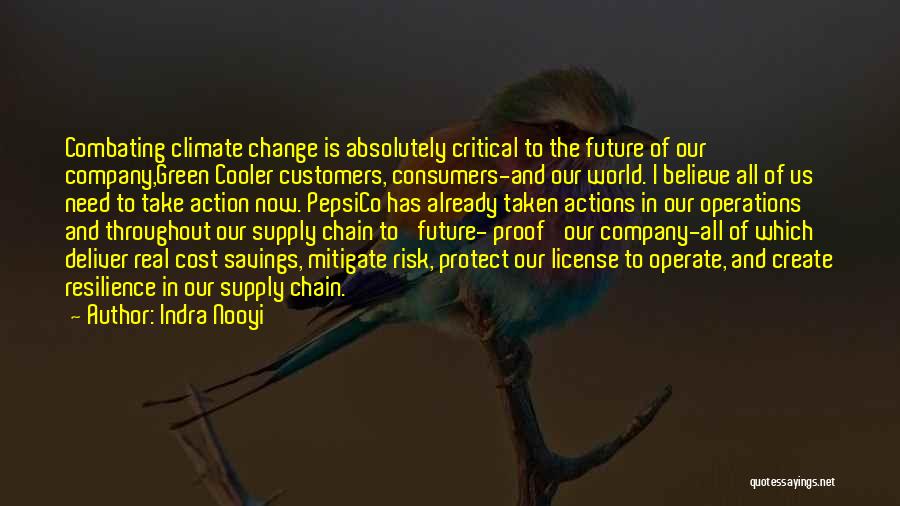 Indra Nooyi Quotes: Combating Climate Change Is Absolutely Critical To The Future Of Our Company,green Cooler Customers, Consumers-and Our World. I Believe All