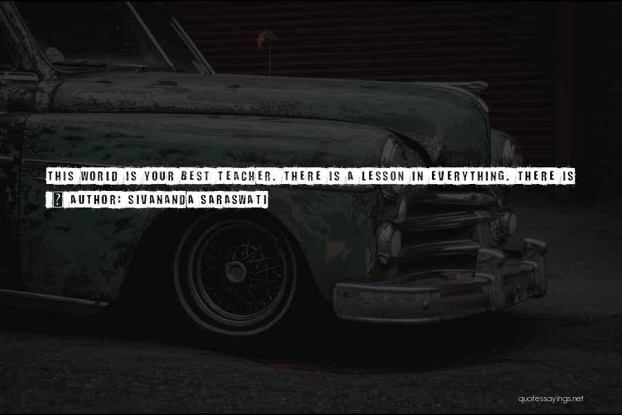 Sivananda Saraswati Quotes: This World Is Your Best Teacher. There Is A Lesson In Everything. There Is A Lesson In Each Experience. Learn