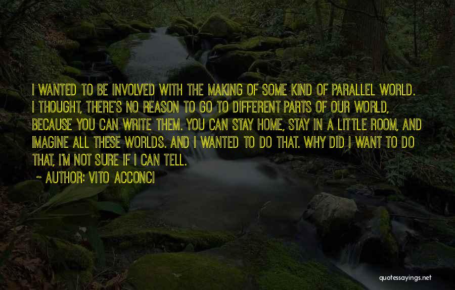 Vito Acconci Quotes: I Wanted To Be Involved With The Making Of Some Kind Of Parallel World. I Thought, There's No Reason To