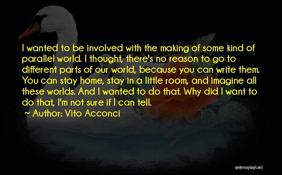 Vito Acconci Quotes: I Wanted To Be Involved With The Making Of Some Kind Of Parallel World. I Thought, There's No Reason To