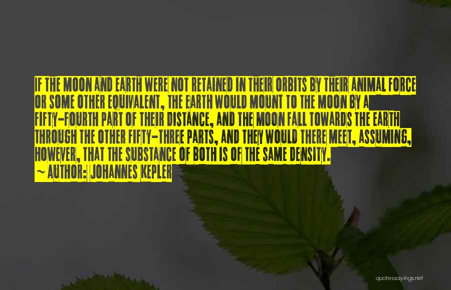 Johannes Kepler Quotes: If The Moon And Earth Were Not Retained In Their Orbits By Their Animal Force Or Some Other Equivalent, The