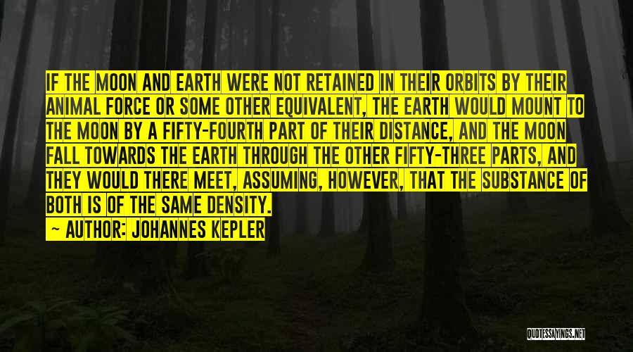 Johannes Kepler Quotes: If The Moon And Earth Were Not Retained In Their Orbits By Their Animal Force Or Some Other Equivalent, The