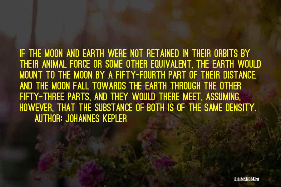 Johannes Kepler Quotes: If The Moon And Earth Were Not Retained In Their Orbits By Their Animal Force Or Some Other Equivalent, The