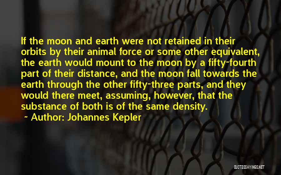 Johannes Kepler Quotes: If The Moon And Earth Were Not Retained In Their Orbits By Their Animal Force Or Some Other Equivalent, The