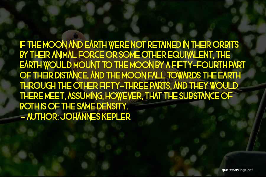 Johannes Kepler Quotes: If The Moon And Earth Were Not Retained In Their Orbits By Their Animal Force Or Some Other Equivalent, The