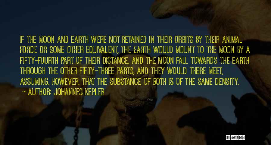 Johannes Kepler Quotes: If The Moon And Earth Were Not Retained In Their Orbits By Their Animal Force Or Some Other Equivalent, The