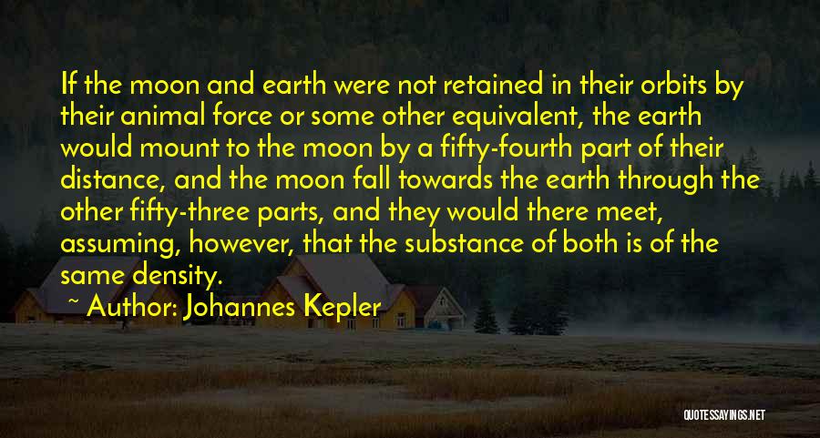 Johannes Kepler Quotes: If The Moon And Earth Were Not Retained In Their Orbits By Their Animal Force Or Some Other Equivalent, The