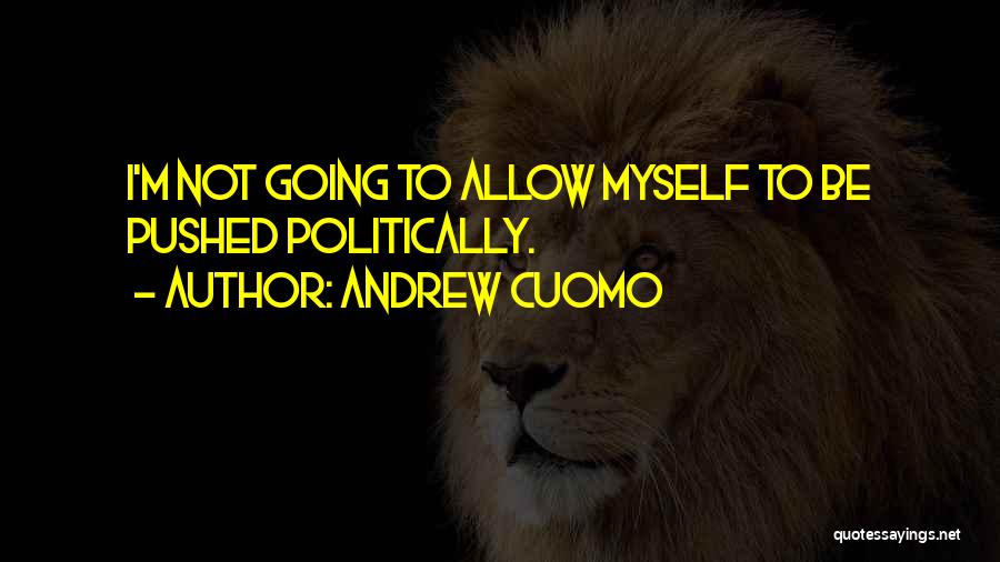 Andrew Cuomo Quotes: I'm Not Going To Allow Myself To Be Pushed Politically.