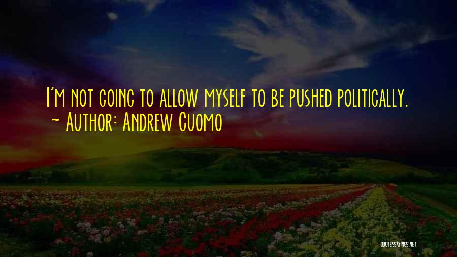 Andrew Cuomo Quotes: I'm Not Going To Allow Myself To Be Pushed Politically.