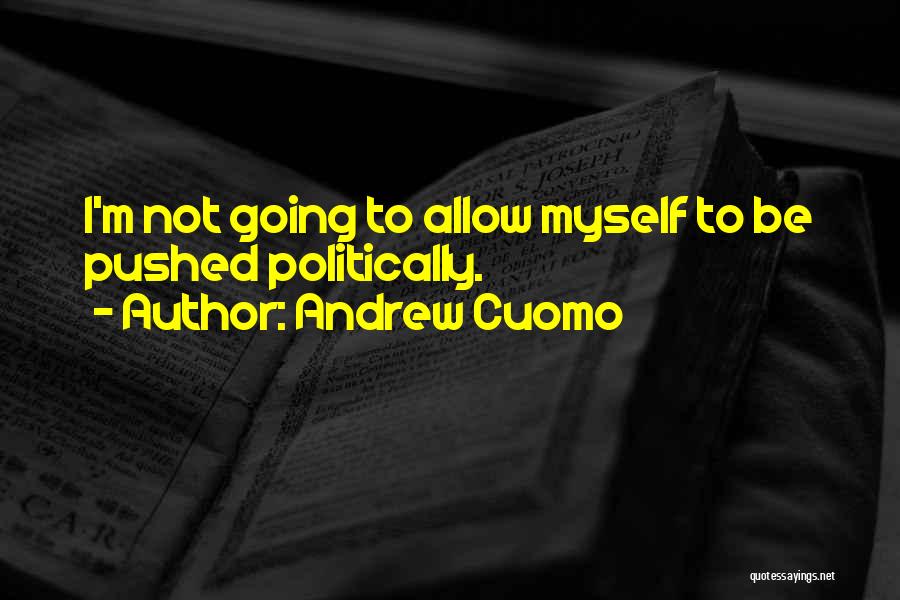 Andrew Cuomo Quotes: I'm Not Going To Allow Myself To Be Pushed Politically.