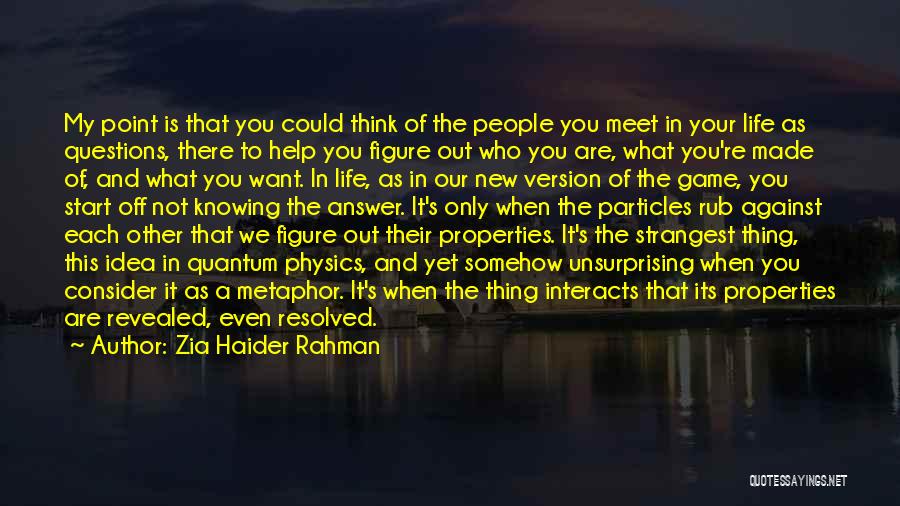 Zia Haider Rahman Quotes: My Point Is That You Could Think Of The People You Meet In Your Life As Questions, There To Help