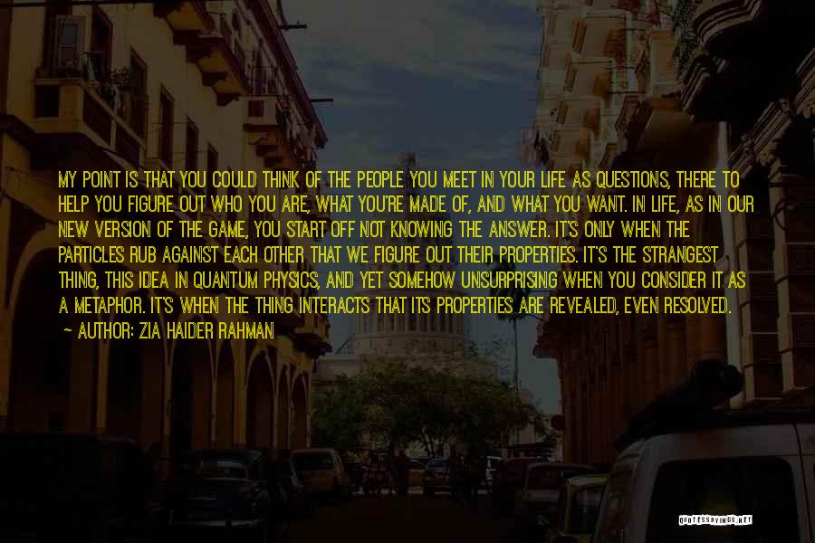 Zia Haider Rahman Quotes: My Point Is That You Could Think Of The People You Meet In Your Life As Questions, There To Help