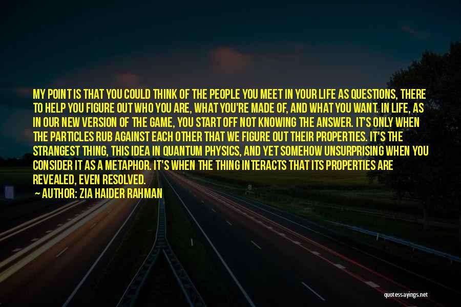 Zia Haider Rahman Quotes: My Point Is That You Could Think Of The People You Meet In Your Life As Questions, There To Help