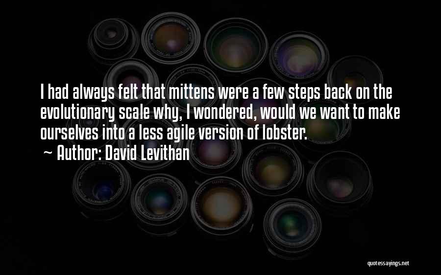 David Levithan Quotes: I Had Always Felt That Mittens Were A Few Steps Back On The Evolutionary Scale Why, I Wondered, Would We