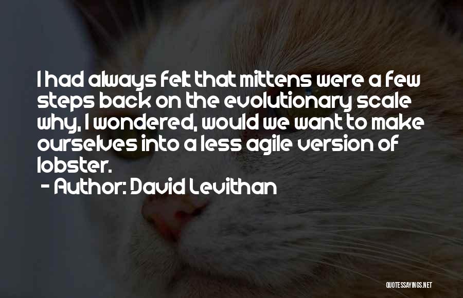 David Levithan Quotes: I Had Always Felt That Mittens Were A Few Steps Back On The Evolutionary Scale Why, I Wondered, Would We