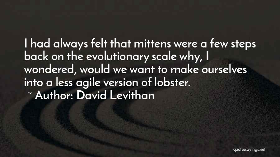 David Levithan Quotes: I Had Always Felt That Mittens Were A Few Steps Back On The Evolutionary Scale Why, I Wondered, Would We