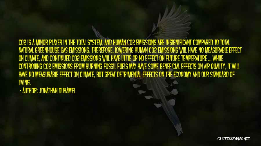 Jonathan Duhamel Quotes: Co2 Is A Minor Player In The Total System, And Human Co2 Emissions Are Insignificant Compared To Total Natural Greenhouse