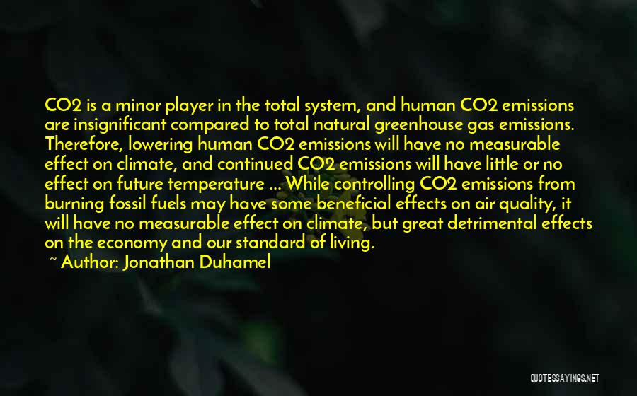Jonathan Duhamel Quotes: Co2 Is A Minor Player In The Total System, And Human Co2 Emissions Are Insignificant Compared To Total Natural Greenhouse