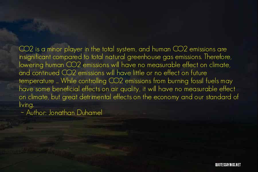 Jonathan Duhamel Quotes: Co2 Is A Minor Player In The Total System, And Human Co2 Emissions Are Insignificant Compared To Total Natural Greenhouse