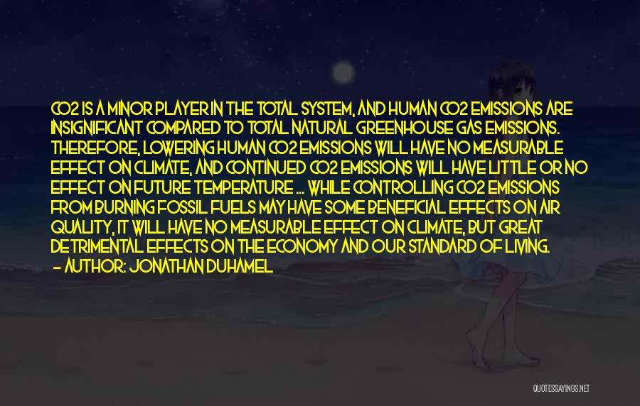Jonathan Duhamel Quotes: Co2 Is A Minor Player In The Total System, And Human Co2 Emissions Are Insignificant Compared To Total Natural Greenhouse