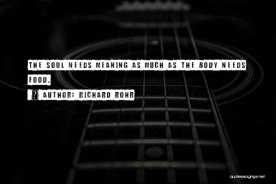 Richard Rohr Quotes: The Soul Needs Meaning As Much As The Body Needs Food.