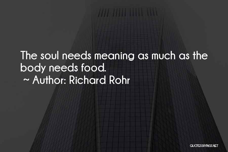 Richard Rohr Quotes: The Soul Needs Meaning As Much As The Body Needs Food.