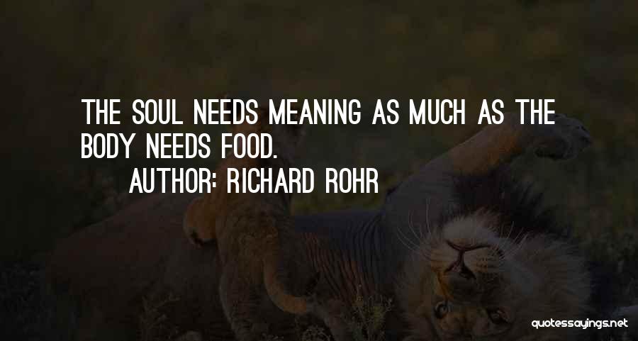 Richard Rohr Quotes: The Soul Needs Meaning As Much As The Body Needs Food.